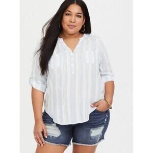 Torrid Blue&White Stripe Harper Popover Blouse Sz.4